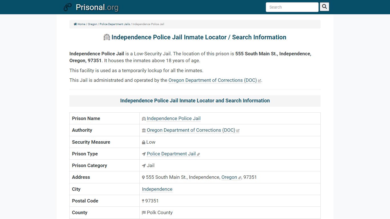 Independence Police Jail-Inmate Locator/Search Info, Phone ...